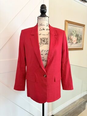 RW&CO. Bold Red Linen Women's Blazer